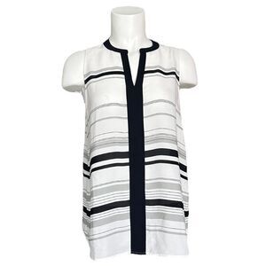 41 Hawthorn Women's Pullover Stripes‎ Split Neck Sleeveless Blouse Top Size M